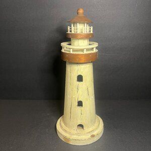 Decorative Wooden Rustic Ocean Lighthouse - Nautical Marine Decor 12.5 x 5.25"
